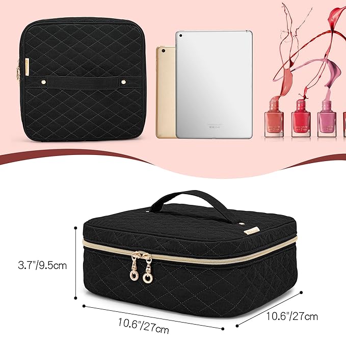 Yarwo Nail Polish Carrying Bag Holds 36 Bottles (15ml/0.5 fl.oz), Travel Storage Organizer for Nail Polish and Manicure Accessories, Black