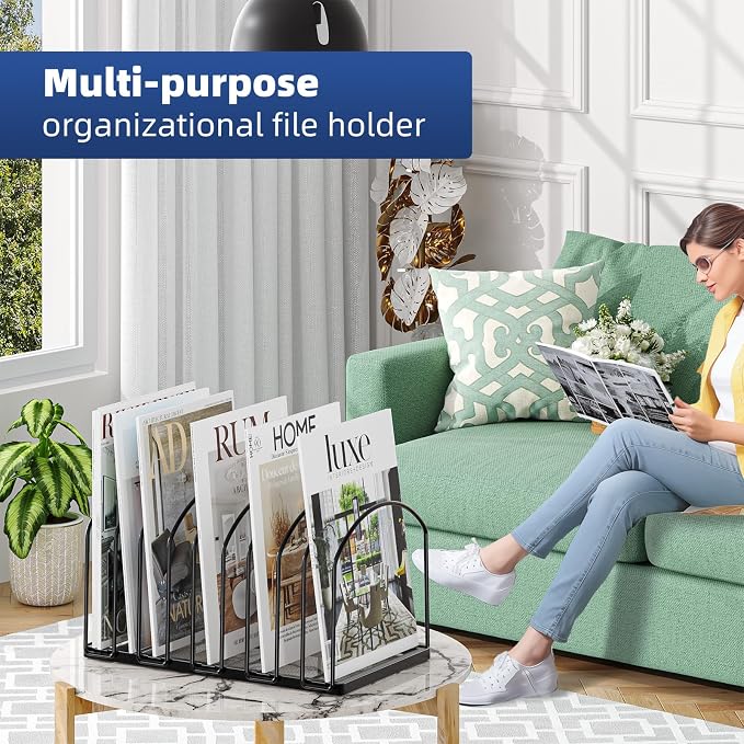 Simple Trending 9 Section Metal File Sorter Organizer for Desk Home Office, Black