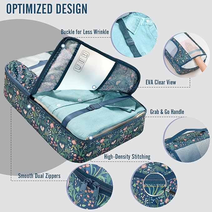 Veken 10 Set Packing Cubes for Travel Essential, Suitcase Organizer Bags in 4 Sizes, Carry-On Luggage Accessories with Large Laundry & Hanging Toiletry Bag, Must-Have for Airplane, Road Trip & Camping