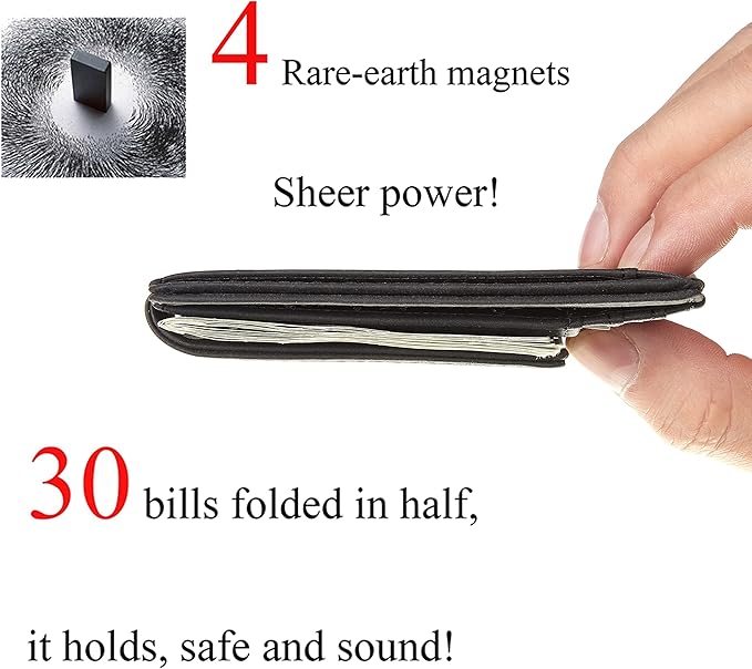 Toughergun Slim Wallet for Men RFID Blocking Money Clip, Minimalist Front Pocket Credit Card Holder, Magnetic Thin Mens Wallets with ID Window