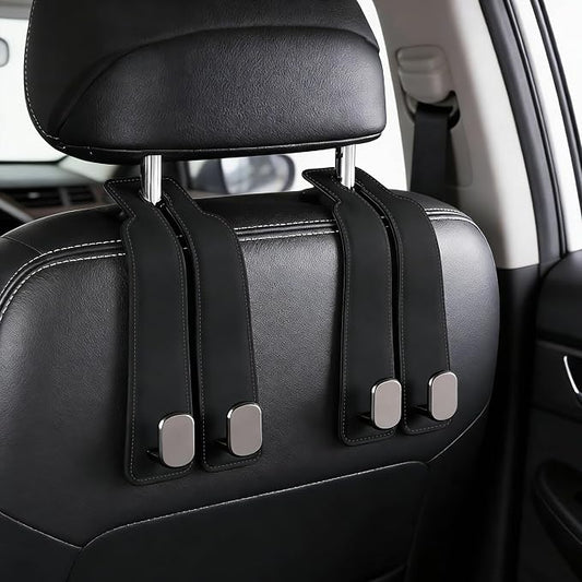 Purse Hook for Car -Universal Premium materials silicone and Aluminum-Magnesium Alloy Double Car Seat Back Storage Hook for Purses, Handbags, Bags (2 Pack) Black