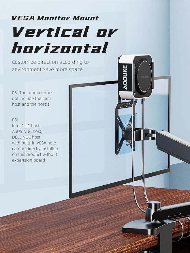 Dual VESA Panel Mini PC Expansion Board Monitor Bracket, Suitable for 75x75/100x100 mm Hole Pitch Bracket and Arm Extended, Compatible with NUC Mini PC Computer Thin Client Stand-A-MAXB