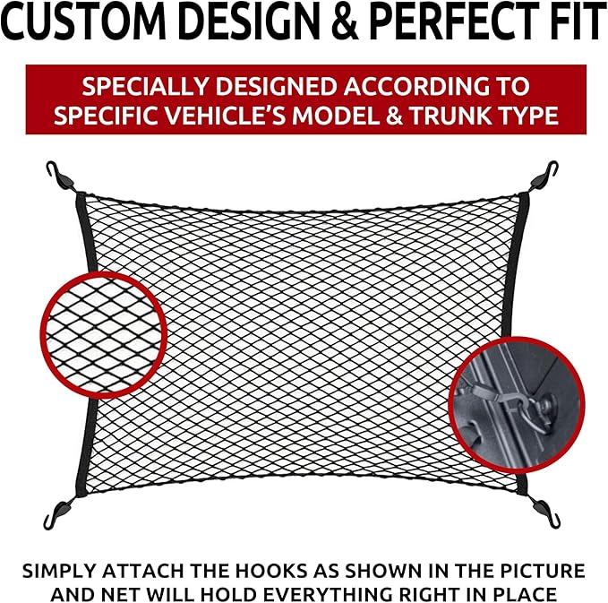 Floor Style Elastic Trunk Cargo Net for Hyundai Santa Cruz 2022-2026 - Premium Trunk Organizers & Storage - Cargo Net for Pickup Truck Bed - Truck Bed Divider - Car Organizer for Pickup