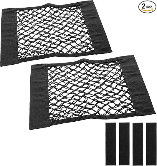 2pcs Universal Mesh Cargo Net Car Storage Net Bag Elastic Adhesive Pocket Net String Pouch Bag for Car Trunk Storage Home Storage Organizers