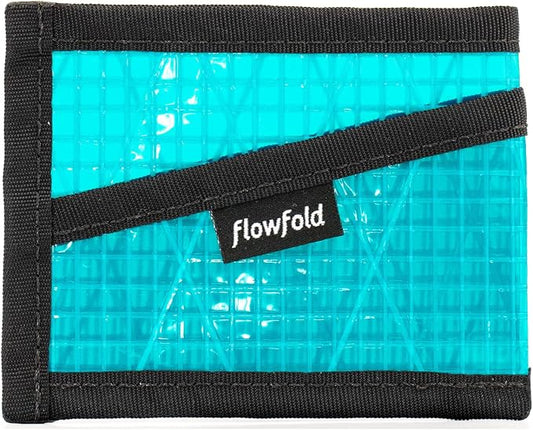 Flowfold Recycled Sailcloth Wallets - 3 Pocket Card Holder Wallet, Front Pocket Wallet, Slim Card Holder Wallet Made in USA (Cyan Sailcloth)