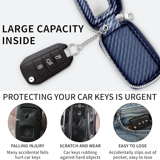 vvag Premium Car Key Fob Case Genuine Leather Car Smart Key fob Holder Car Remote Keychain Bag Universal