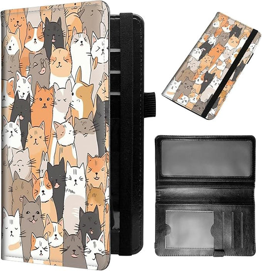Checkbook Cover for Women & Men PU Leather Checkbook Covers for Personal Slim Check Book Credit Card Holder Holder Wallet with RFID Blocking for Duplicate Checks,Funny Cute Cats