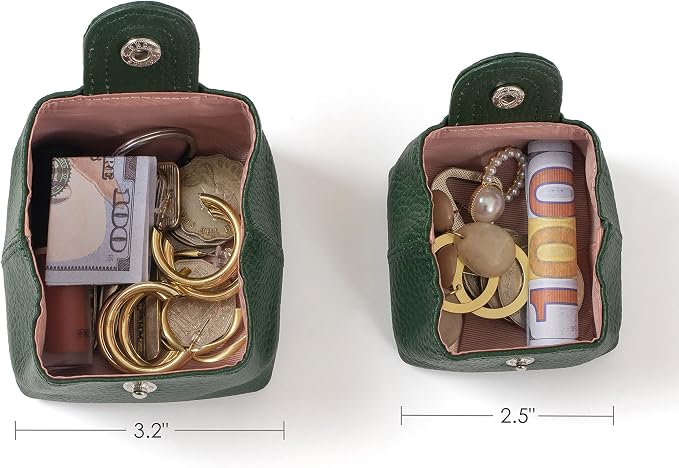 Cockatoo Genuine Leather Coin Pouch Change Holder, Mini Snap Pocket Wallet for Men Women (Hills, Large)