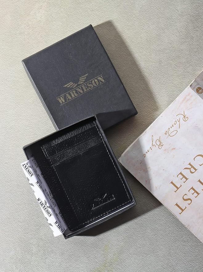 Ultra Slim Leather Wallet Just 0.12 Thick, 6 Card Slots, RFID Blocking, Soft, Durable, Minimalist Genuine Leather, Credit Card Holder for Men & Women Great Gift