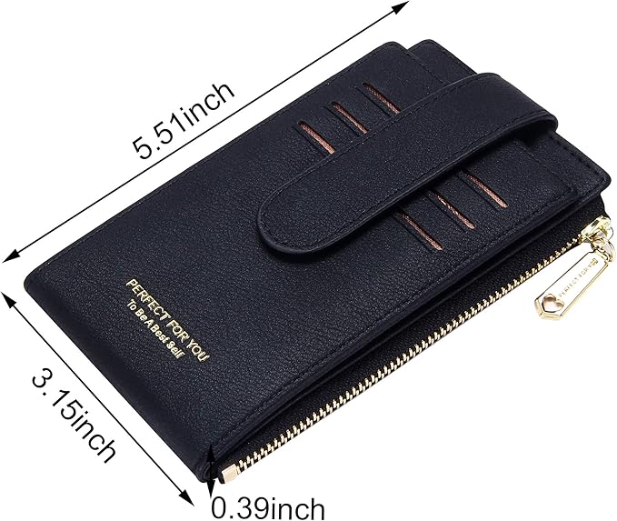 Badiya Slim Women Wallet RFID Blocking Bifold Compact 9 Card Slots Holder Wallets Soft Leather with Zipper Coin Pocket 2 ID Window