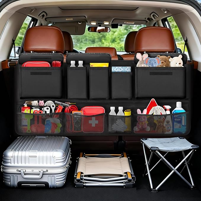 MoKo Trunk Organizer for SUV, Car Organizer with 10 Pockets Large Capacity & 3 Adjustable Straps for Easy Installation, Hanging Car Storage Universal Fit for Sedans, SUVs, MPVs, Trucks, 43.3 x 18.9in