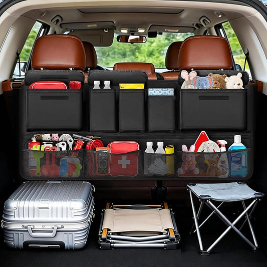MoKo Trunk Organizer for SUV, Car Organizer with 10 Pockets Large Capacity & 3 Adjustable Straps for Easy Installation, Hanging Car Storage Universal Fit for Sedans, SUVs, MPVs, Trucks, 35.5 x 18.2in