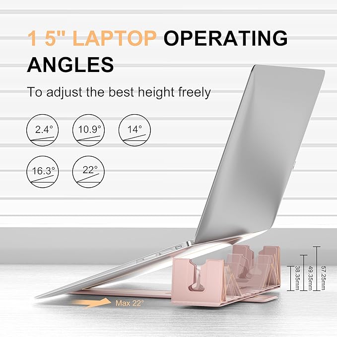 Perilogics Magnetic Adjustable Travel Laptop Stand for Digital Nomads and Business Travelers. Compact, Foldable, and Ideal for Desk Use. Elevate Your Work Experience with Our Laptop Riser on the Go