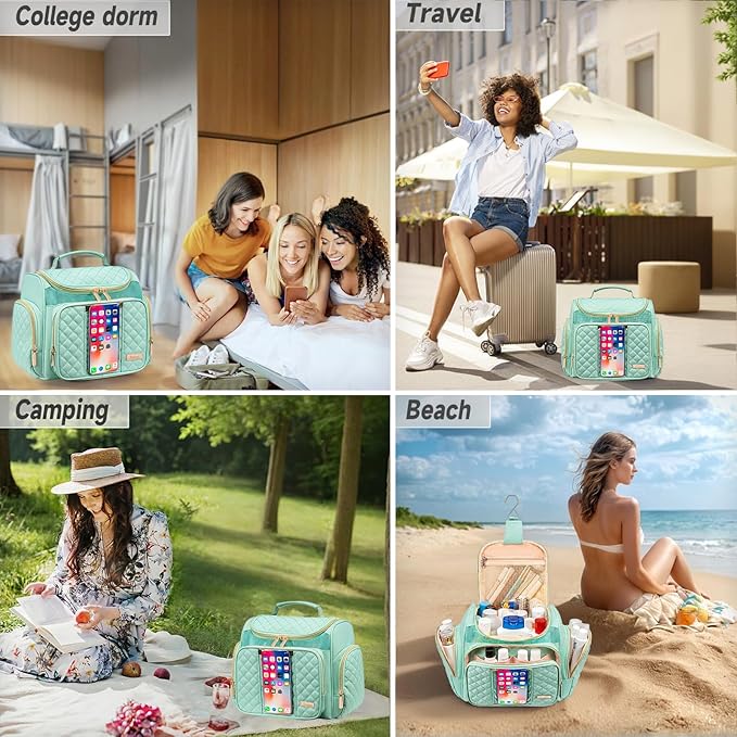 Tealari Large Toiletry Bag for Women Men,Bathroom Bag,Water Resistant Shower Bag,Makeup Bag,Portable Shower Caddy for College Dorm,Hanging Travel Toiletry Bag with Transparent Waterproof Phone Pocket