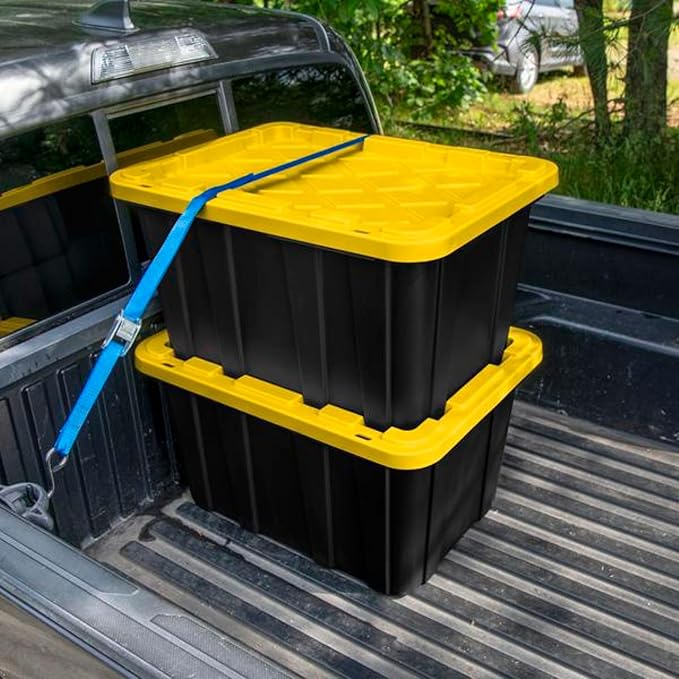 Sterilite 12 Pack Industrial Tote, Plastic Storage Container Bins with Lids, 27 Gallon - Heavy-Duty Organizing Containers for Closet, Bathroom, and Office