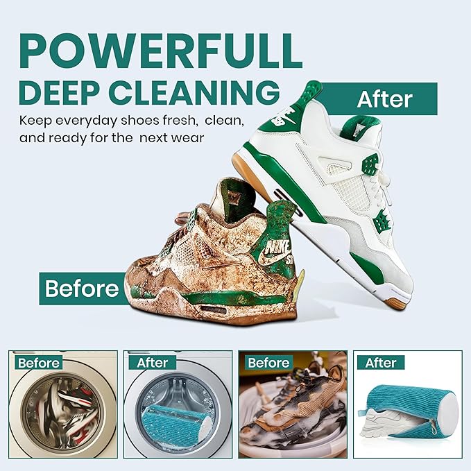 2 Pack Heavy Duty Shoe Wash Bags, 440g Reusable Sneaker Laundry Bags with Durable Zipper for Sneakers, Slippers & Boots – New2026