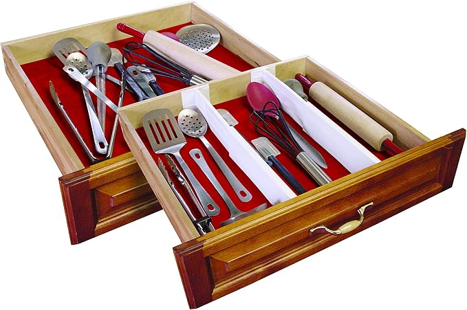 Dial Industries Adjustable Spring Loaded Kitchen, Junk, Office Drawer Organizer Dividers, Set of 2, 2.5" Deep