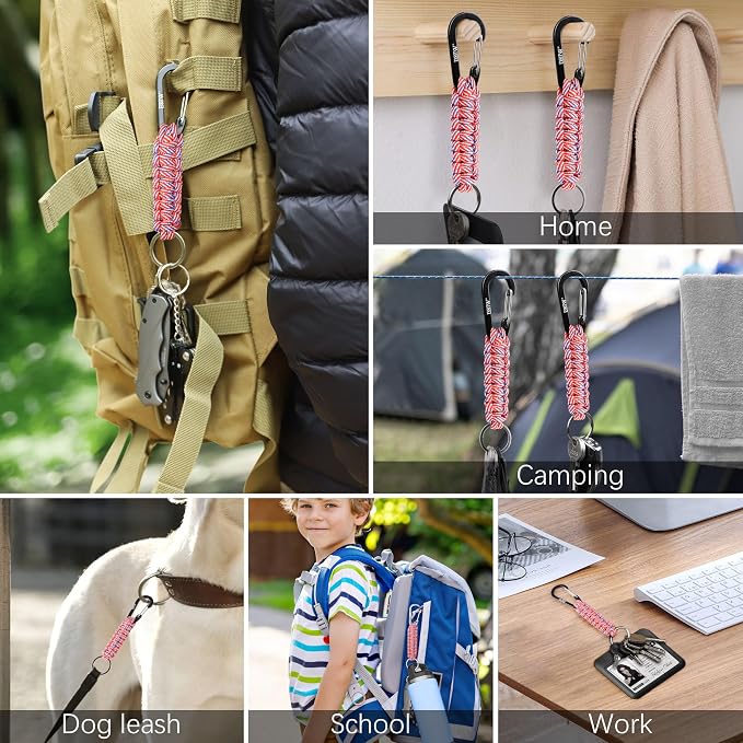 EOTW Carabiner Keychain,Paracord Keychain Small Aluminum Clip D Ring for Camping, Hiking, Fishing, Or As A Key Organizer