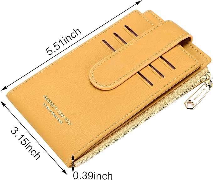 Badiya Slim Women Wallet RFID Blocking Bifold Compact 9 Card Slots Holder Wallets Soft Leather with Zipper Coin Pocket 2 ID Window