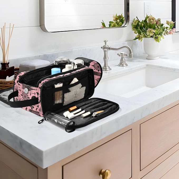 MNSRUU Large Capacity Makeup Bag, Black Gothic Moon Spider Webs and Bats Cosmetic Bag Portable Toiletries Pouch with Compartments Makeup Organizer Case for Travel Women