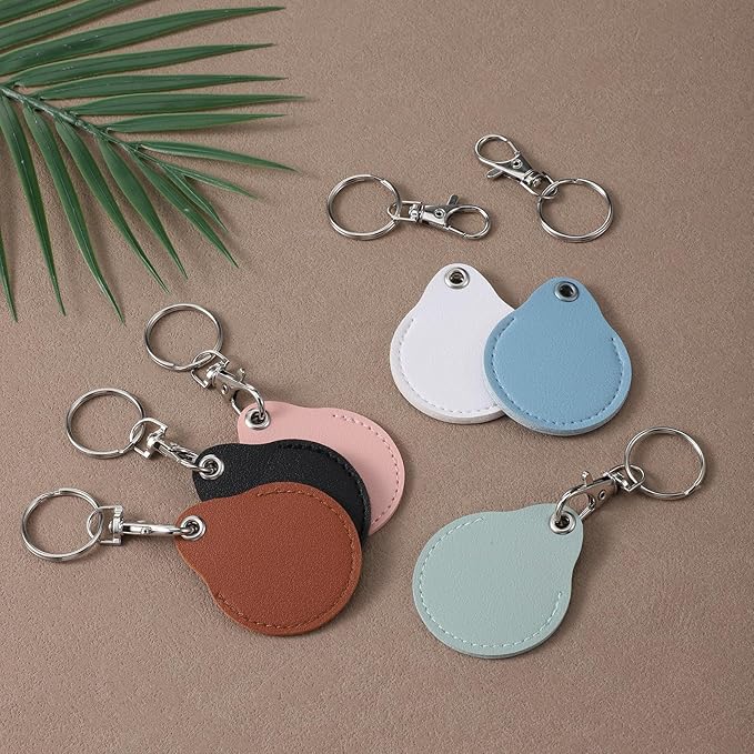 6 Pack Fob Holder Keychain, Leather Key Fob Holder Access Card Keys Chains Rfid Protector with Keys Carabiner for RFID Keyfob Token Tag Door Entry Access Control