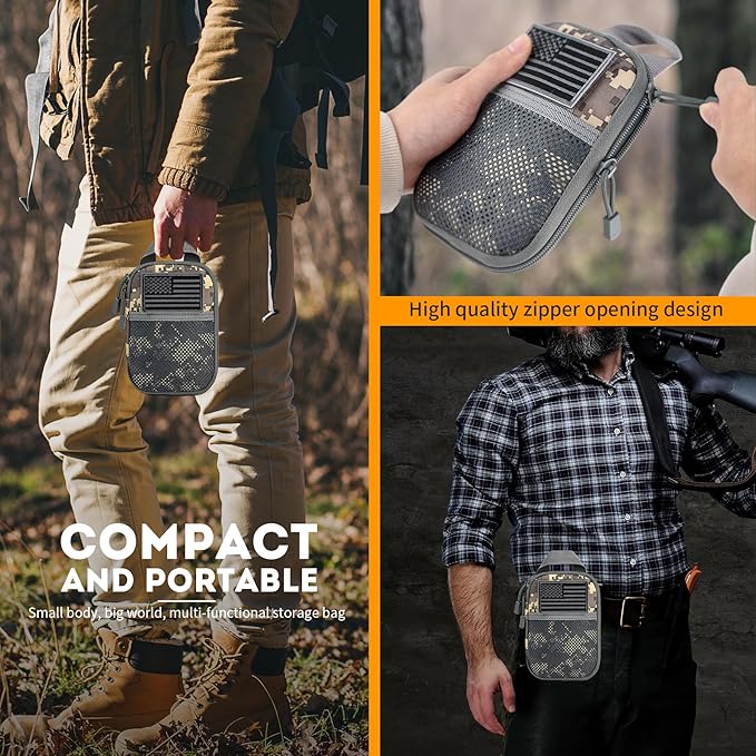 IronSeals Tactical Molle EDC Pouch Utility Tool Pouch Compact Pocket Organizer Pouch with US Flag Patch