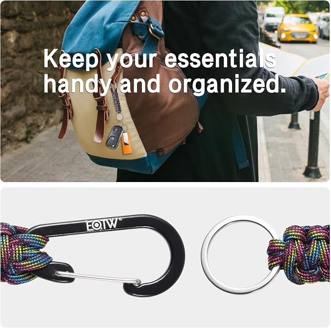 EOTW Carabiner Keychain,Paracord Keychain Small Aluminum Clip D Ring for Camping, Hiking, Fishing, Or As A Key Organizer