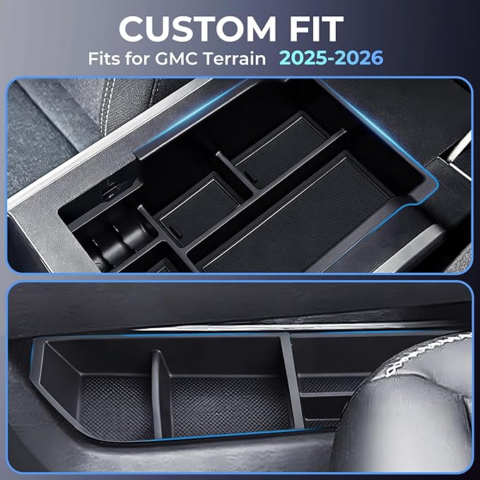 Center Console Organizer Tray Storage Box for GMC Terrain 2026 2025, Interior Accessories Lower Insert Tray Storage Box for 2025-2026 Terrain, Black