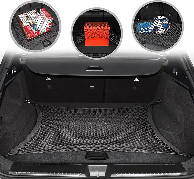 Floor Style Automotive Elastic Trunk Mesh Cargo Net for Mercedes-Benz EQE SUV 2023-2025 - Premium Trunk Organizers and Storage - Luggage Net for SUV - Best Car Organizer for Mercedes-Benz EQE