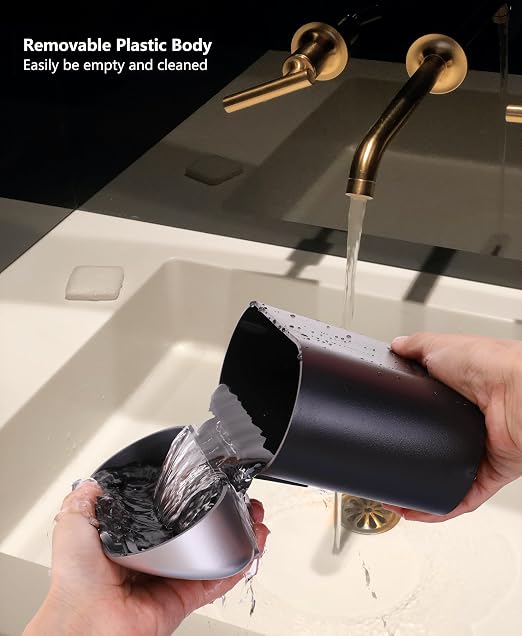 Ginsco Mini Car Trash Can with Lid, Small Car Garbage Can, Cute Leakproof ABS Car Trash Bin, Car Accessories for Interior, Garbage Bin for Car, Home, Office with 120pcs Trash Bags Black/Silver