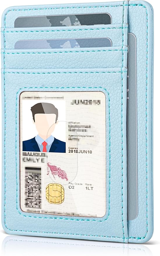 Teskyer Slim Wallet for Men, Minimalist Front Pocket RFID Blocking Leather Wallet Credit Card Holder for Men & Women
