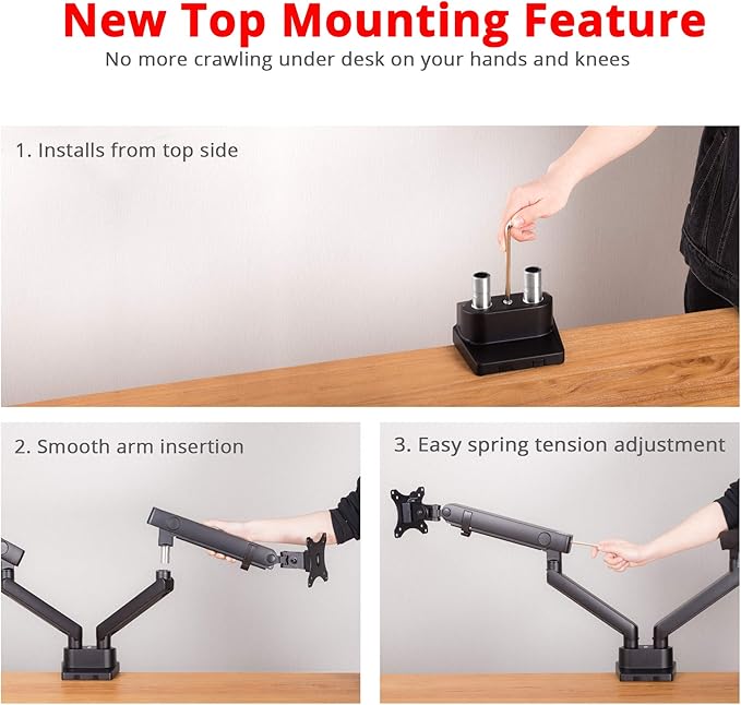 SIIG Aluminum Mechanical Dual Monitor Arm Mount - Height Adjustable Desk Mount for 17in to 32in Screens - 17.6lbs Each Arm - VESA 75x75mm 100x100mm, Black
