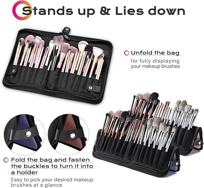 BYOOTIQUE Makeup Brush Holder Bag Foldable Cosmetic Case ForgetMeNot 2 Pack