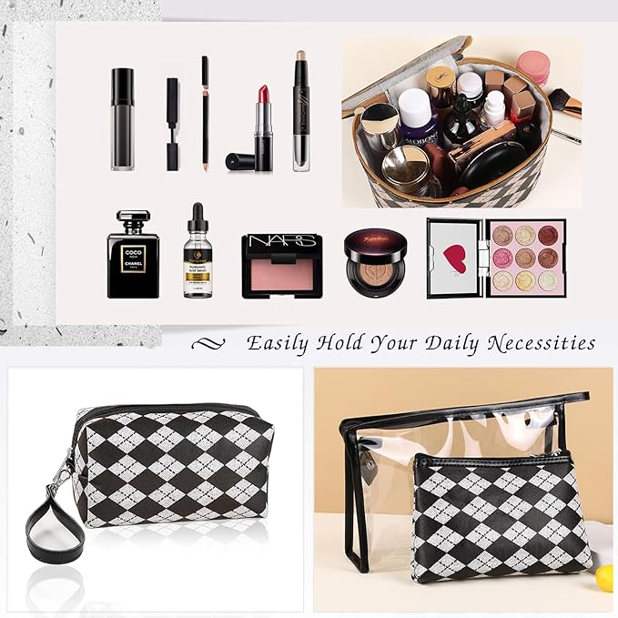 Makeup Bag 4 Pcs Waterproof Cosmetic Bag Set Portable Travel Cosmetic Bag Multifunction Organizer Storage Bag Toiletry Bag forWomen and Girls (BLACK)