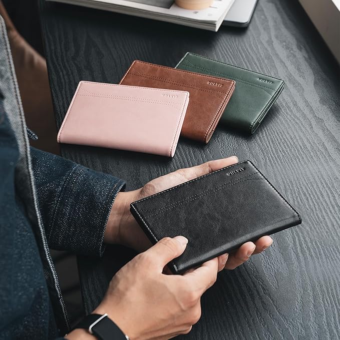 VULKIT Passport Holder for Travel, Rfid Blocking Passport Cover, Slim Travel Wallet for Men & Women, Charcoal Black