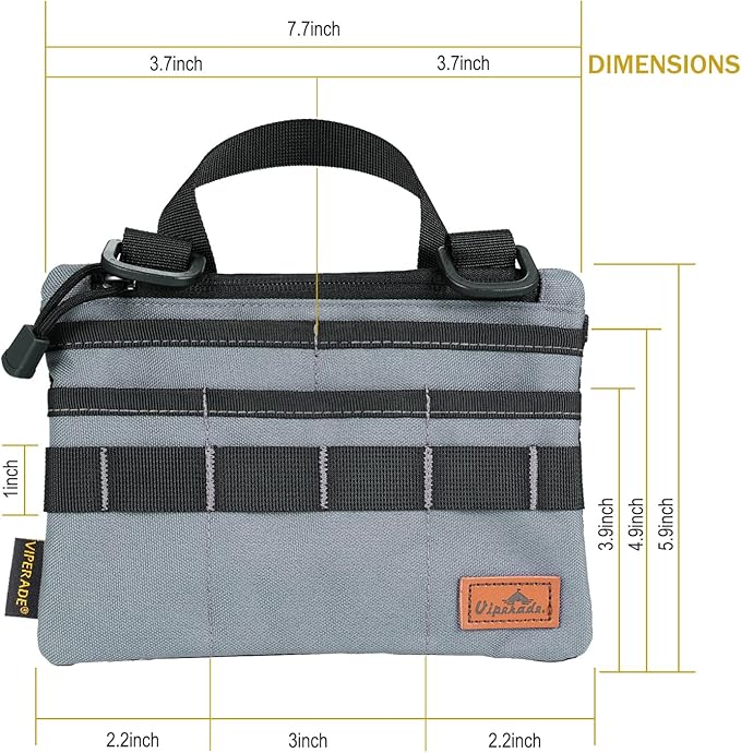 VIPERADE VE5 Slim EDC Pouch with 7 Pockets, Mens Pocket Organizer Multitool Pouch, Mini Crossbody Messenger Bag (No Strap)