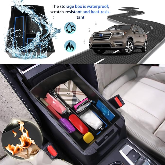 SHAOHAO for 2025 2026 Subaru Ascent Center Console Organizer for 2019-2026 Subaru Ascent Accessories Base/Premium/Onyx Edition/Limited/Onyx Edition Limited/Touring Double Space Armrest Insert Tray