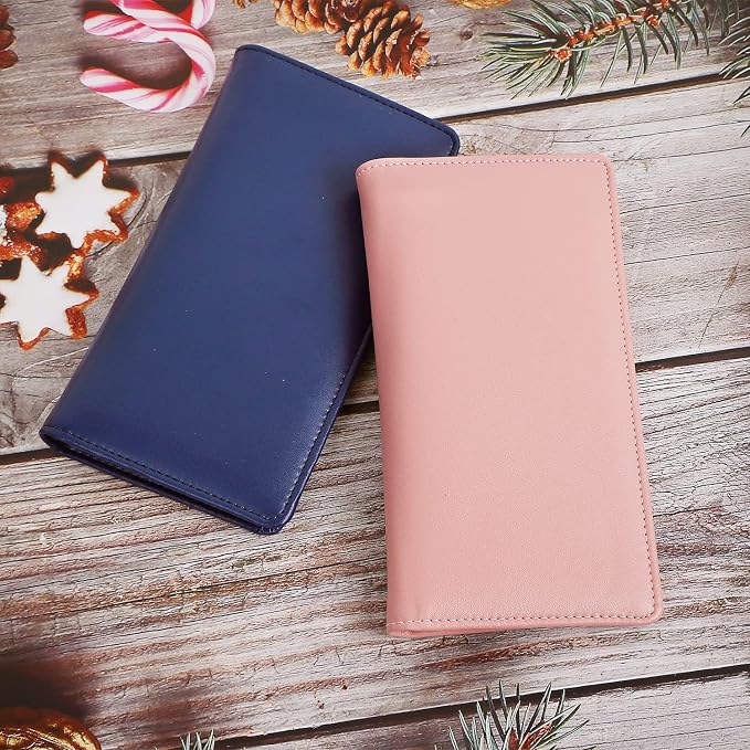 Sanlykate Leather Checkbook Cover for Men and Women, Check Book Case Card Holder with Free Divider, Standard Register Duplicate Checks with pen inserts