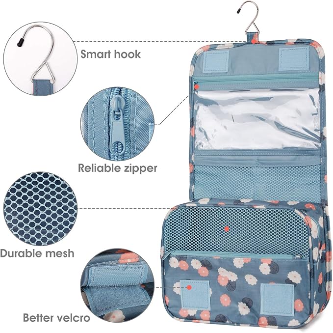 Narwey Small Hanging Travel Toiletry Bag for Women, Travel Bag for Toiletries, Makeup Bag Organizer Make Up Bags Cosmetic Bags for Girls