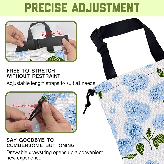 Car Trash Bag Blue Hydrangeas Floral Hanging Drawstring Car Organizer and Storage Bag with Adjustable Buckle Canvas Garbage Bin for Back Seat or Hanging Headrest Road Trip Essentials