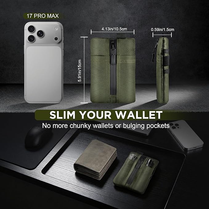 EDC Zip Pouch, RFID Blocking Small Gear Holder for Flashlight, Multitool, Pens, Cables & Everyday Carry Essentials