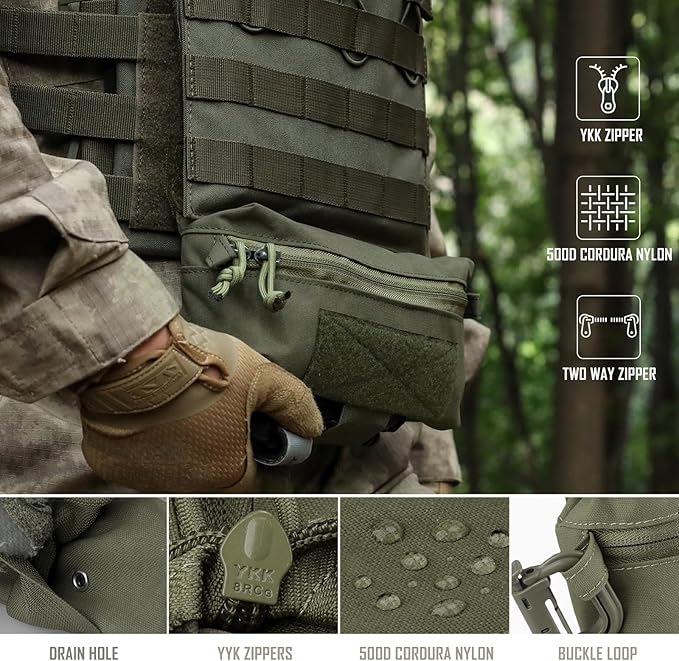 WYNEX Tactical Dump Drop Pouch, Dangler Pouch Utility Tool Pack Sub Abdominal Carrying Bag EDC Pocket Organizer Accessories for Plate Carrier Chest Rig