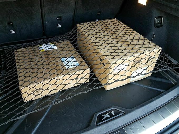 Rear Trunk Organizer Cargo Net for BMW X1 2010-2026 – Floor Style Cargo Net for SUV – Premium Mesh Elastic Car Trunk Organizer Vehicle Carrier Storage – Compatible with X1