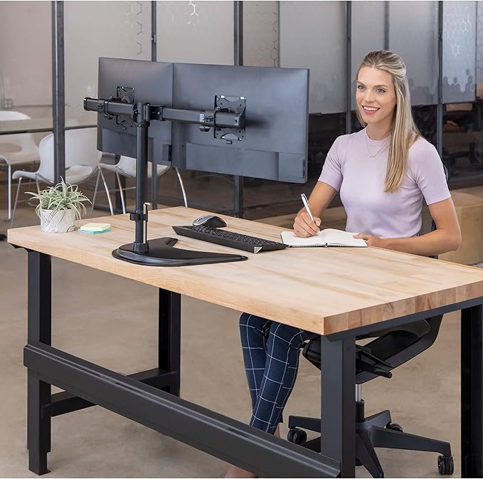 Fellowes 8043701 Professional Series Free Standing Computer Monitor Stand for 2 Monitors with Horizontal Monitor Arms, 27 Inch Monitor Capacity