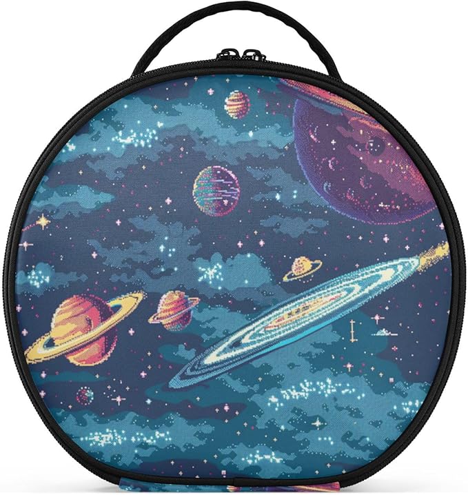 senya Round Cosmetic Pouch Travel Makeup Train Case Starry Sky Planet Makeup Organizer Bag with Adjustable Dividers Portable for Cosmetics Makeup Brushes Toiletry Jewelry Accessories