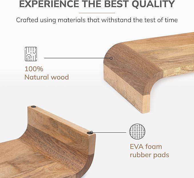 Anji Mountain Wood Monitor Stand Riser Desk Desktop Organizer Table for Home, Office Workspace, Laptop Riser, Ergonomic Design Stand for Gaming Setup, Mango