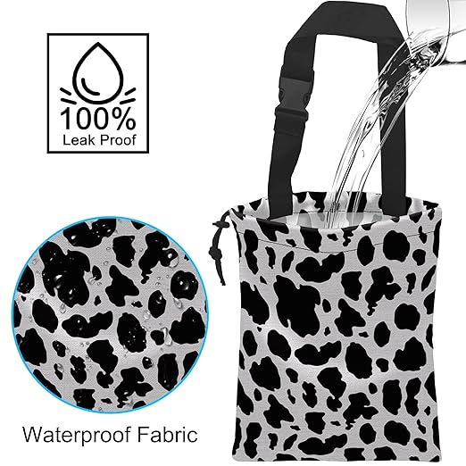 Car Trash Bag Cow Texture Car Garbage Bag Hanging Car Trash Can for Back Seat with Drawstring, Waterproof Garbage Bags for Accessories Vehicle Travelling Camping Outdoor