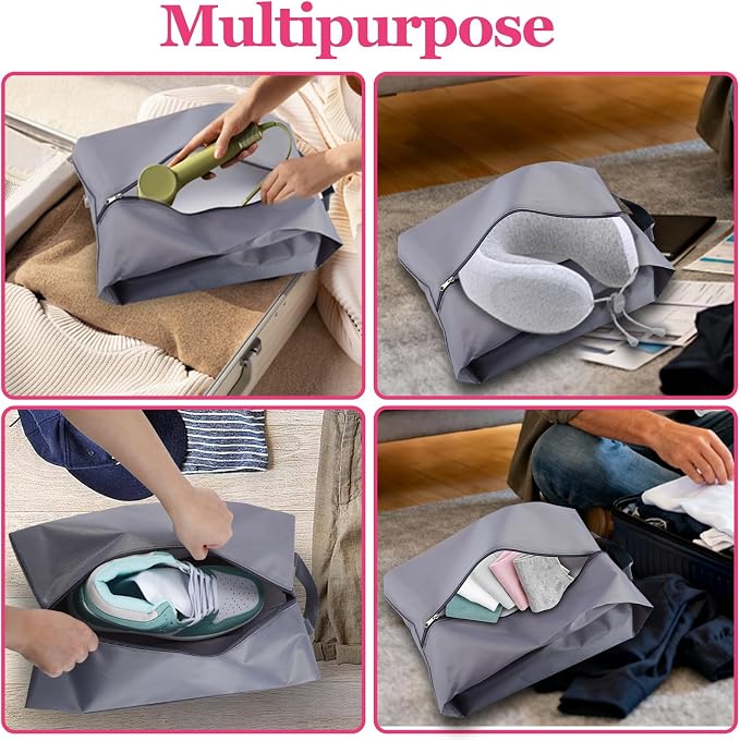 6 Pcs Travel Shoe Bags Set with Zipper and Handle, Portable Waterproof Shoe Bags, Soccer Cleats Bag Shoe Pouch for Gym, Travel Shoe Storage Bag, Shoe Organizer Packing for Women and Men
