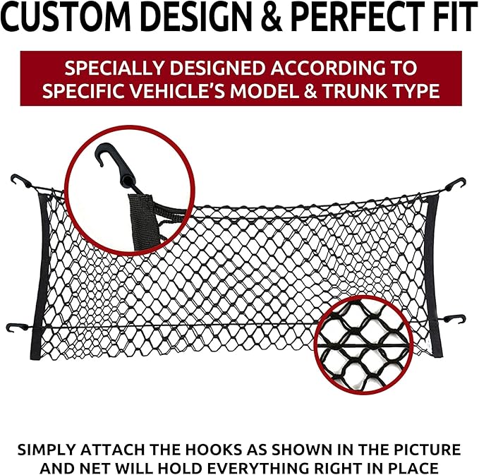 Envelope Style Automotive Elastic Trunk Mesh Cargo Net for Cadillac XT6 2020-2025, 2026 - Premium Trunk Organizers and Storage - Luggage Net for SUV