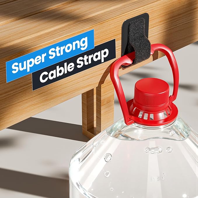 Under Desk Cable Management, 【Holds 15 Cables】【Ultra Adhesion】 Hook and Loop Cable Strap, Adjustable Long Cable Tie, Reusable Cable Clip Hiding, 20 Pairs